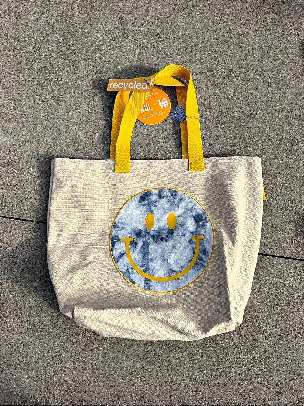 rāili RCT Happy Tote Recycled Abstract Tote in Cream & Yellow NWT